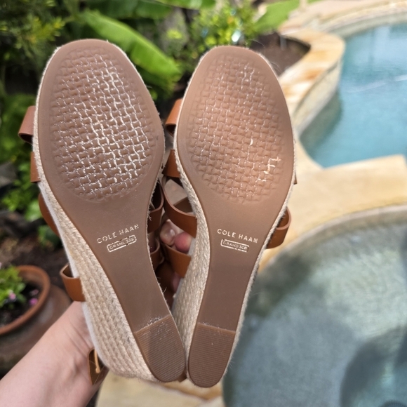 Cole Haan Women's Crystal Slingback Espadrille Wedge Sandals Brown Size 9,5B - Picture 10 of 14